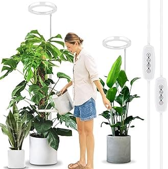 LORDEM 10" Grow Light for Indoor Plants, Full Spectrum Plant Lamp with160 LEDs, 4H/8H/12H Timer, 10 Dimmable Levels, 3 Spectrum Modes, Height Adjustable 65", Ideal for Large Tall Plants, Pack of 2