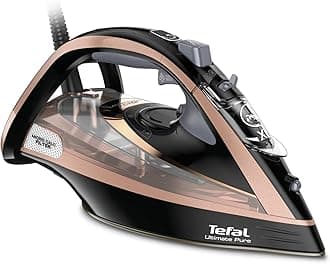 TEFAL Steam Iron | Ultimate Pure Iron Steamer | 3100 W | 350 ml | With Calc Remover | Durilium Airglide Non-Stick Soleplate Technology | 2 Years Warranty | FV9845M0