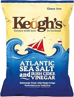 Pack of 24 Keogh's Atlantic Sea Salt and Irish Cider Vinegar Potato Chips Crisps 50g (1.76oz) Gluten Free - Vegan Friendly (Irish Online Supermarket)