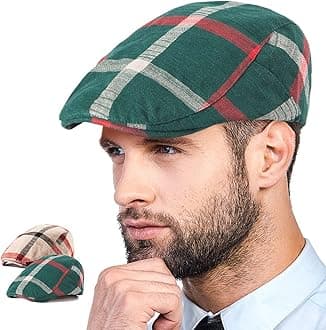 2Pack Unisex Flat Cap Newsboy Hats for Men Women, Summer Casual Adjustable