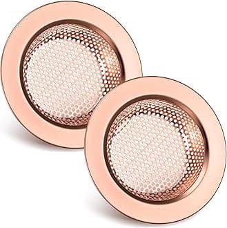 Retisee 2 Pcs Sink Strainer Stainless Steel Kitchen Sink Drain Strainer Basket Cover Mesh Hair Food Catcher, Large Wide Rim of 4.4 Diameter(Rose Gold)