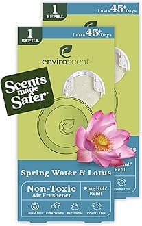 Non-Toxic Air Freshener Paper Refills - Compatible with Enviroscent Plug Hub® Warmer Kit - Home Fragrance Lasts Up to 90 Days - Spring Water & Lotus Scent (Pack of 2)