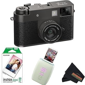X Half Digital Camera with Fujifilm Instax Mini Link 3 Smartphone Printer and Sunshine Microfiber Cleaning Cloth... (Charcoal Silver, Sage Green Printer + 20 Sheets)