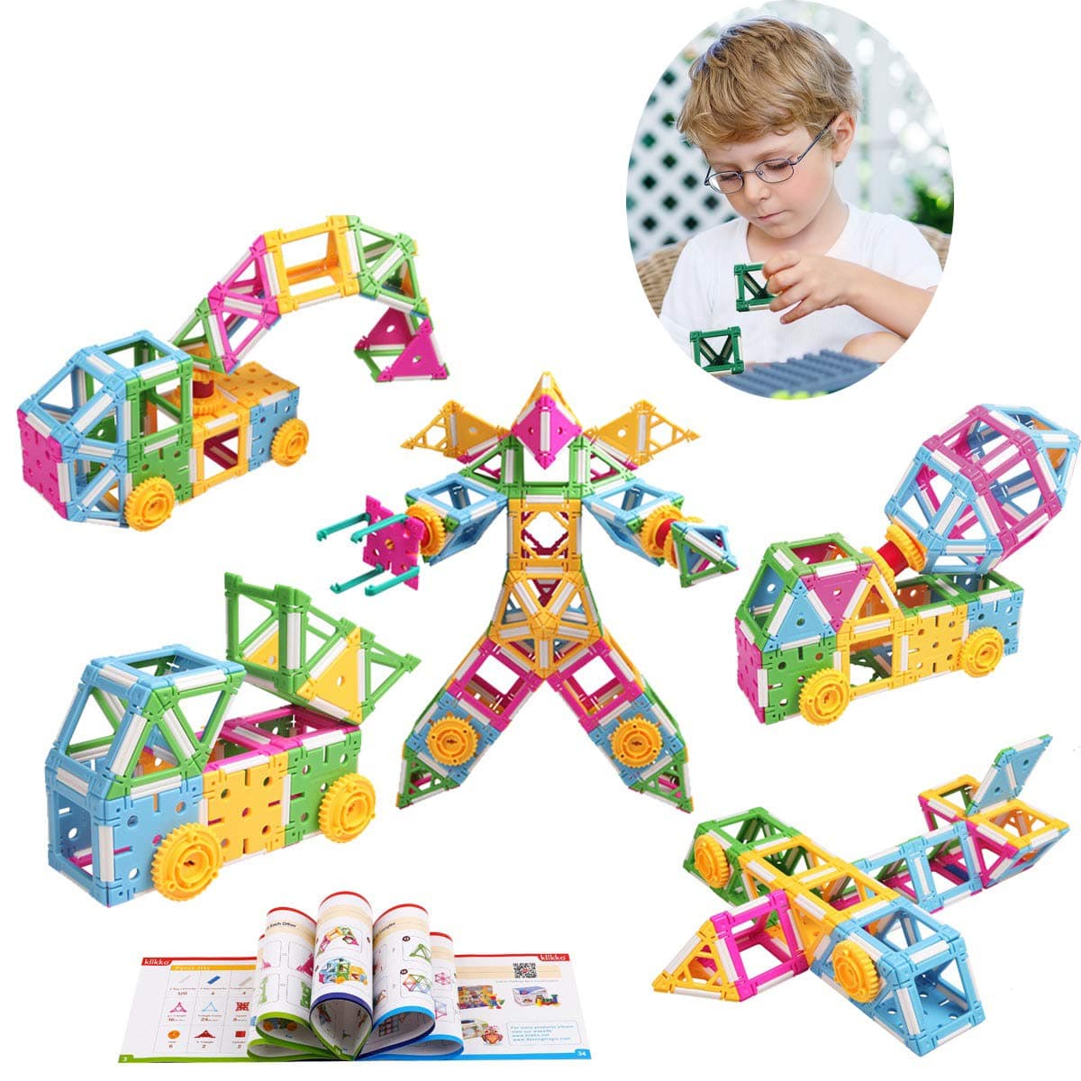 model building set - 240 pieces - Ages 3+ Engineering Education Toy, Best gifts for boys and girls with activities to learn STEM concept