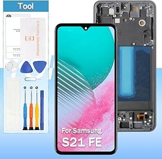 OLED for Samsung Galaxy S21 FE 5G Screen Replacement,for Samsung S21 FE SM-G990B SM-G990U SM-G990W 6.4" LCD Display Touch Screen Digitizer Assembly(Black with Frame)