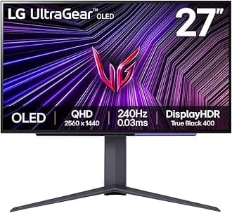 UltraGear OLED Gaming Monitor 27GS95QE, 27 inch, 1440p, 240Hz, 0.03ms Response Time, HDR 10, NVIDIA G-Sync compatible & AMD FreeSync, RGB LED lighting, DisplayPort, HDMI Black