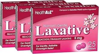 Woman's Gentle Laxative | Bisacodyl Stimulant Laxative 5mg | Constipation Relief | Gentle and Reliable | Overnight Relief (3 Pack x 25 tablest Each (75 Total))