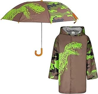 addie & tate Kids Umbrella for Girls and Boys & Rain Coats Set -Toddler Umbrellas Kids Raincoat Boys Girls Jacket