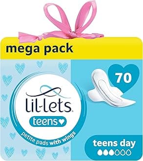 - Teens Day Pads with Wings - 70 Count Period Pads - Thin, Super Absorbent Sanitary Napkins, Soft & Breathable, Fragrance-Free - First Periods, Light to Medium Days *Packaging May Vary*