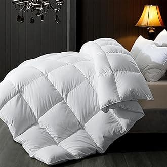 Feather Comforter Twin Size, Filled with Feather and Downfiber, All Season White Fluffy Duvet Insert - Luxury Hotel Style Medium Warm Bed Comforter - 100% Cotton Cover, 68x90 inches
