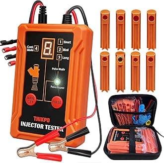 THIKPO Universal Fuel Injector Tester and Cleaner Tool Kit, DIY Cleaning Tool Kit, 8 Pulse Modes, 4 Wire Dual Channel for 2 Fuel Injectors, 4 Size Cleaning Adapters, 12V/5V Output Power