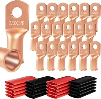 20pcs AWG 2/0-3/8 RingTerminals Copper Wire Lugs