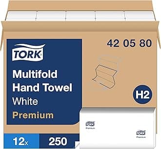 Multifold Hand Towel, White, H2, Premium, soft and absorbent, 1-Ply, 12 x 250 Sheets, 420580