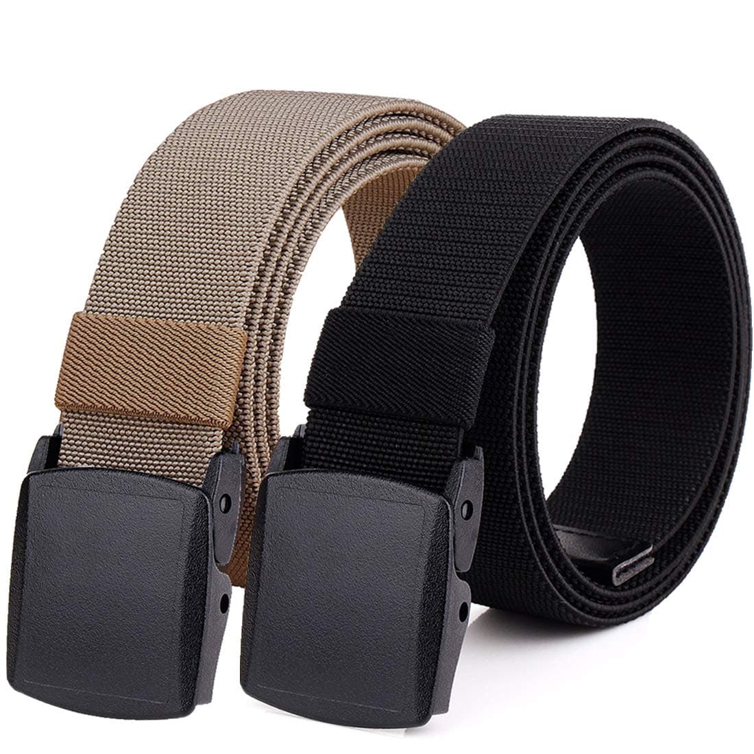 HOANAN2-Pack Elastic Stretch Belt, Men’s All Size No Metal Nylon Tactical Hiking Belt