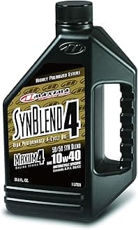 Maxima Racing Oils 34901B-3PK Syn Blend4 10w40 Synthetic Blend Motorcycle Engine Oil 1L Bottle, 3-Pack