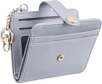 POIUGOYA Slim Wallet for Women,RFID Blocking Bifold Credit Card Holder with Zipper Coin Pocket,ID Window,Keychain