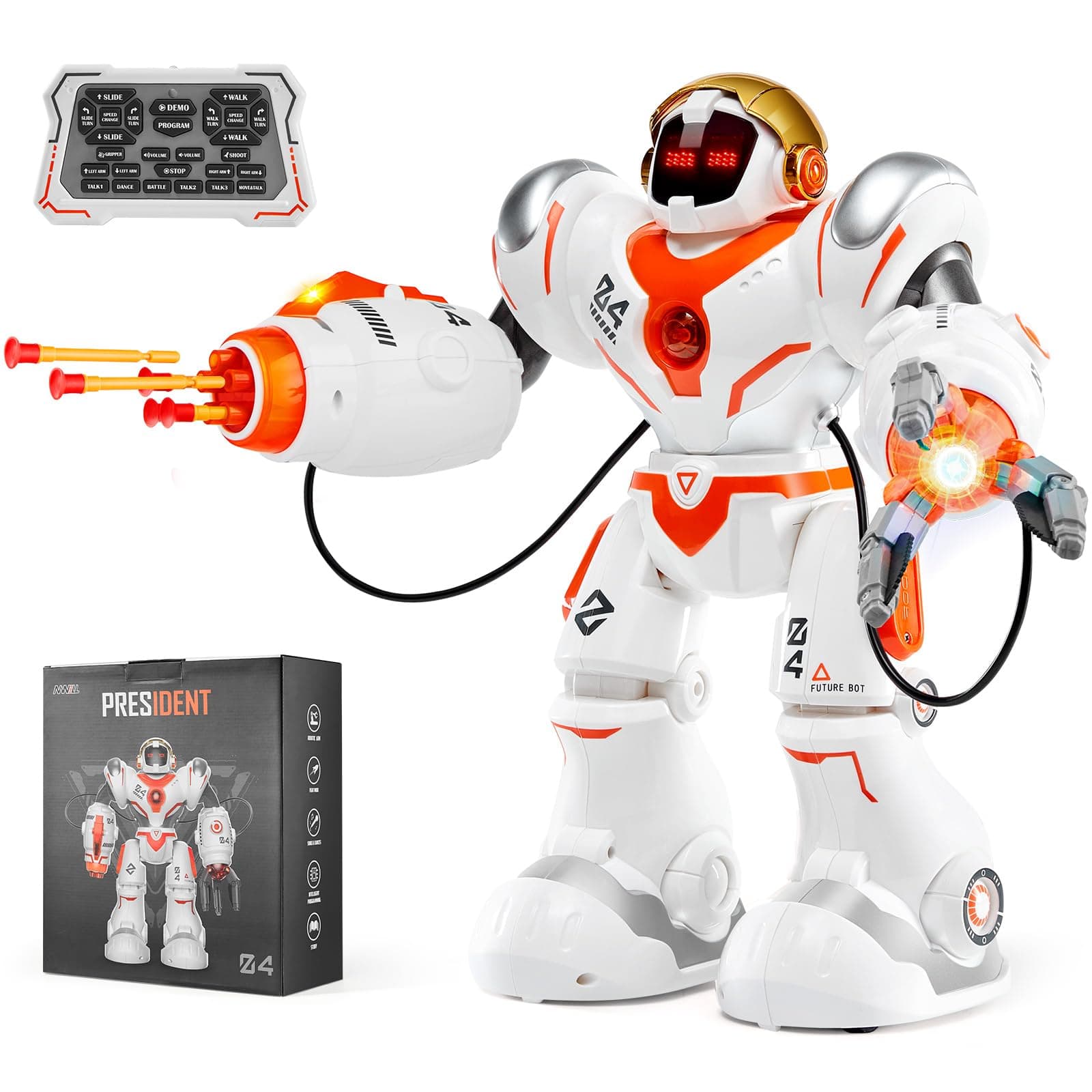 VEVOR RC Robot Toys for Kids, Battle Mode Programmable Remote Control Smart Robot with Bullets, Interactive Walking Dancing Robot for Age 3+ Year Old Boys Girls Birthday Gift Present