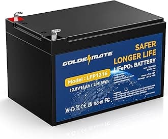 12V 16Ah LiFePO4 Battery, 12V Rechargeable Lithium Batteries with Built-in 16A BMS, 5000+ Deep Cycle, Lithium Iron Phosphate for Solar, Fish Finder, Power Wheels, Safe Camera, Ride-on Toys