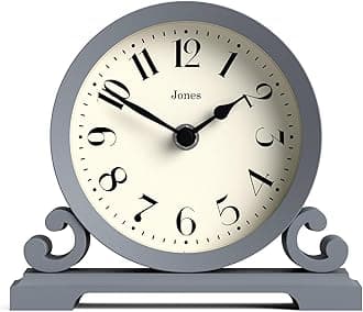 JONES CLOCKS® Saloon Mantel Clock - Traditional/Classic Design - Bedroom, Living Room, Office, Hallway Clock - Matt French Navy, 16 x 18 x 5.9 cm