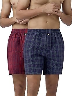 XYXX Men's Checkmate Relaxed Fit Cotton Boxer Shorts with Dual Pocket & No Marks Waistband (Pack of 2)
