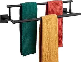 Bathroom Towel Bars 24-Inch Double Towel Rails Matte Black Towel Holder for Kitchen Garage Wall Mount Stainless Steel B5009BK-L24