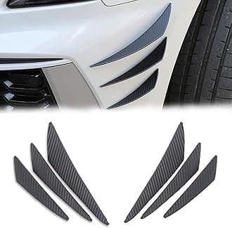 Pack-6 Car Spoiler Canards Kit, Universal Auto Front Bumper Lip Splitter, Body Anti-Collision Diffuser, Exterior Soft Rubber Decorative Stickers (Carbon Fiber Black)