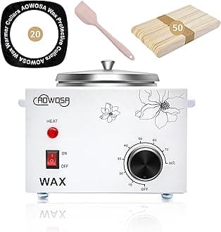 Professional Waxing Kit Wax Warmer Single Pot Wax Heater Machine for Hair Removal, Large Waxing Pot with Non-Stick Easy Clean Pot, 50 Sticks & 20 Collar, for Spa Salon Beauty Esthetician Home(White)