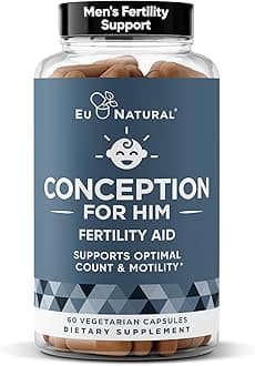 Eu Natural Conception for Him - Male Fertility Supplements with Ashwagandha, Folate & Zinc - Sperm Count, Motility & Strength Support - Fertility Support for Men, 60 Vegetarian Capsules