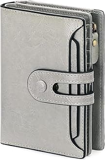 GOIACII Small Wallet Women Rfid Blocking Genuine Leather Compact Bifold Card Holder for Women with Zipper Coin Pocket 2 ID Windows