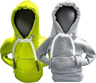 ECDREAM 2Pcs Car Shift Knob Hoodie, Gear Shift Sweater, Funny Automotive Interior Accessories (Green and Gray)