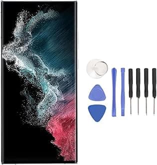 OLED for S22 Ultra 5G Screen Replacement, 6.8 Touch Screen Digitizer Assembly for SM-S908U, SM-S908U1, SM-G908A, SM-S908W (US Version), with Frame + Fingerprint (Gold)