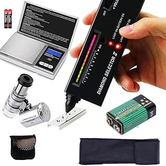 Diamond Tester Pen, High Accuracy Jewelry Diamond Tester＋200g/0.01g Mini Jewelry Scale＋60X Mini LED Magnifying, Professional Diamond Selector for Novice and Expert, Thermal Conductivity Meter