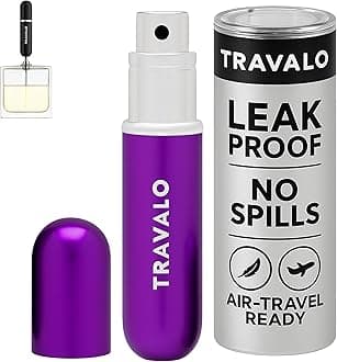 Travalo Classic HD Perfume Atomizer - Leak-Proof and TSA Approved for Air Travel - Reusable, Airtight, Easy-Fill Mini Pump Sprayer - Lightweight, Elegant Design w/Volume Window - Purple 0.17oz