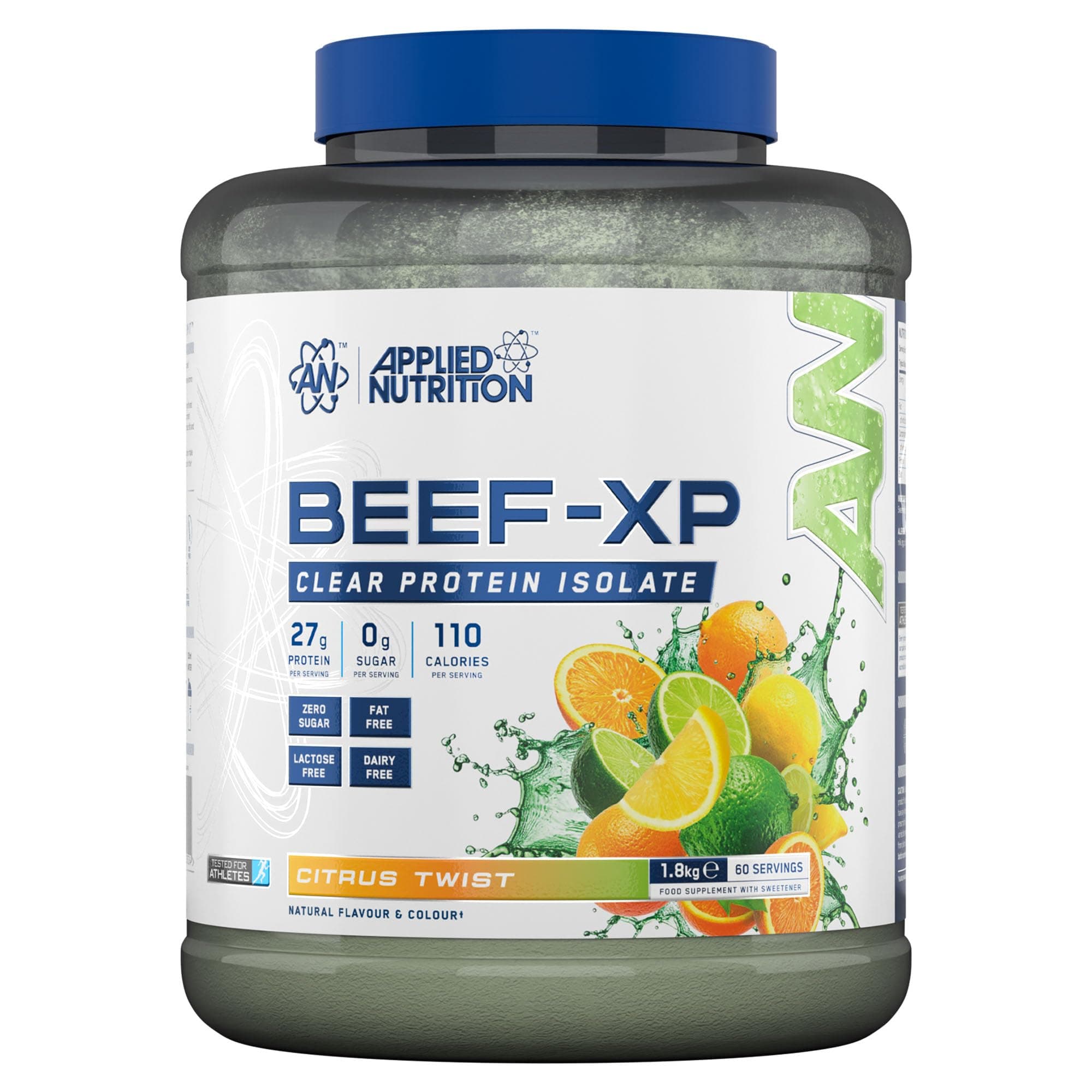 Applied Nutrition Beef XP - Clear Hydrolysed Protein Isolate, Fruit Juice Style, Dairy Free Beef Protein Powder, Lactose Free, Zero Sugar, Low Fat (1.8 Kg, Citrus Twist)