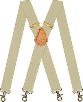 Vintage Suspenders for Men Heavy Duty 4 Snap Hooks for Belt Loops Adjustable X Back
