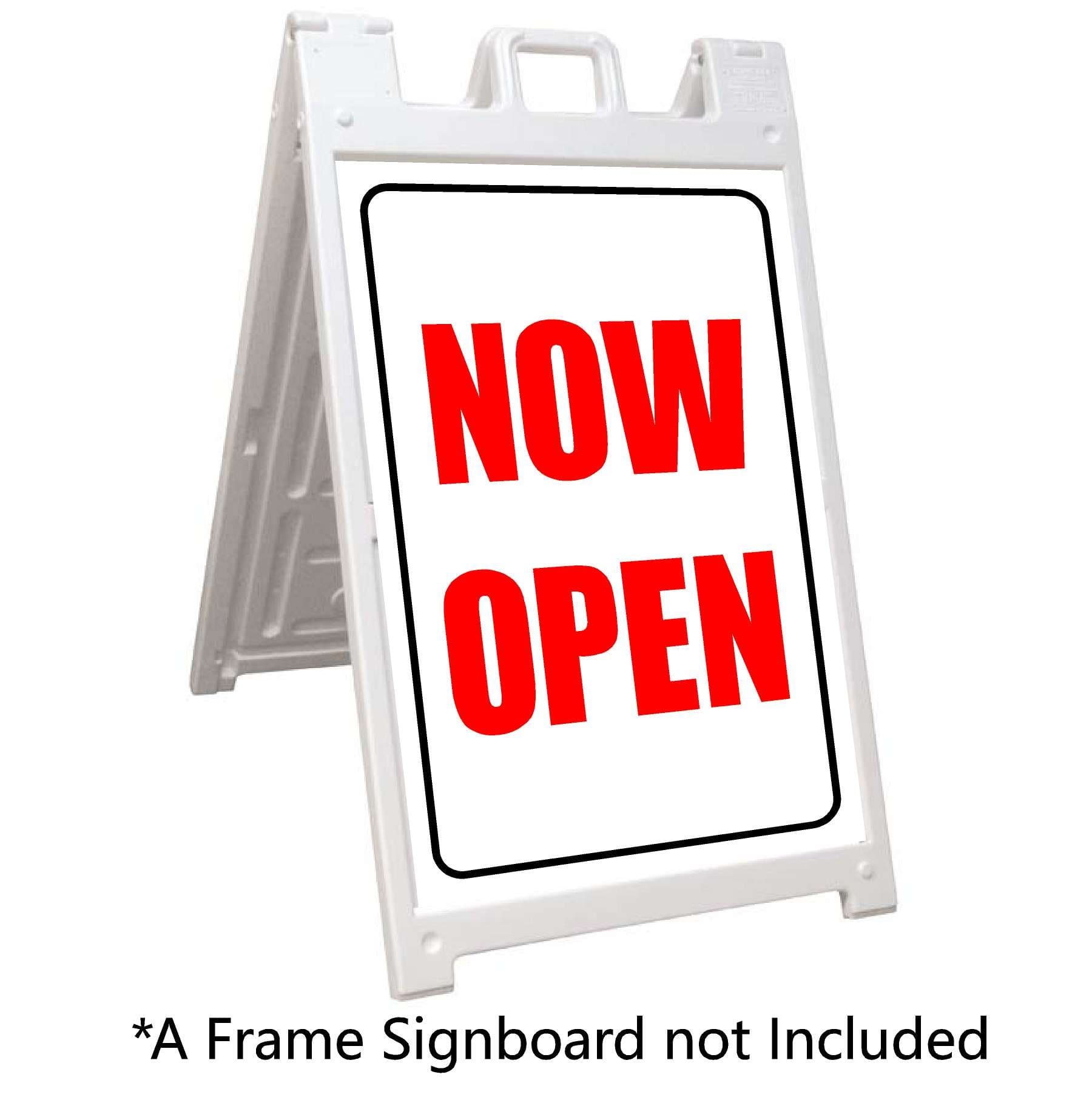 LAMINATED Two A-Frame Signicade Adhesive Parking Sign Vinyl Replacement - 24 by 36 inches Lasting Vinyl - (Signicade board not included) (08- Now Open)