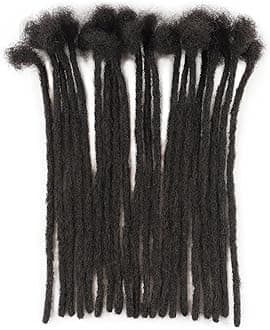 0.2cm Thickness 100% Human Hair Dreadlock Extensions for Men/Women 8 Inch 60 Strands Full Handmade Can be Dyed and Bleached Permanent Loc Extensions Human Hair Natural Black