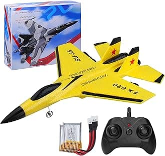 RC Airplane 2CH RC Plane Ready to Fly 2.4GHz Remote Control Plane SU35 RC Jet Easy to Fly Airplane Toys for Boys Gift for Kids Beginners with Night Lights USB Charging（Yellow