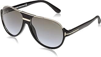 Modern Rectangular Sunglasses, Black (Nero Lucido/Verde Grad), 59