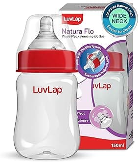 Luv Lap Anti-Colic Wide Neck Natura Flo Baby Feeding Bottle, 150ml