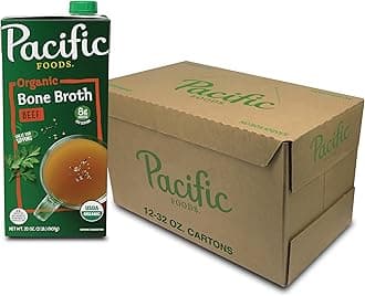 Pacific Foods Organic Beef Bone Broth, 32 Oz, Pack of 12