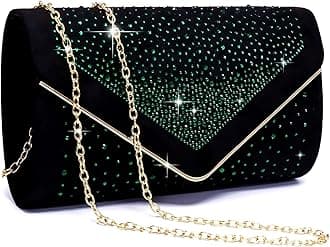 Women Rhinestone Evening Bag Faux Suede Clutch Formal Party Sparkly Purses Cocktail Wedding Handbag