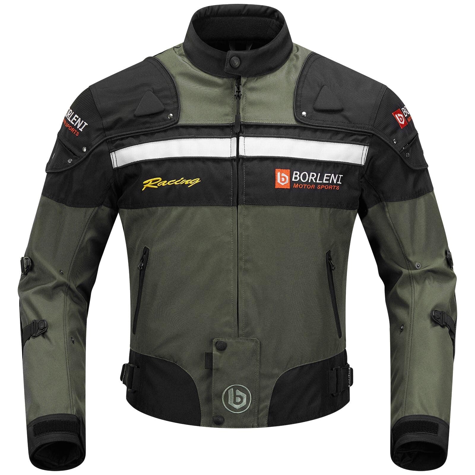 BORLENI Motorcycle Jacket Windproof Motorcycle Full Body Protective Gear CE Armor Suitable for All Seasons,Green,M