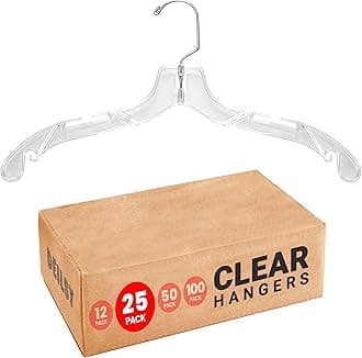 DEILSY™ Clear Plastic Hangers 25 Pack - Durable Clothes Hanger for Wardrobe Organization, Essential Plastic Hanger for Garments, Versatile Coat Hangers for Home and Retail Use