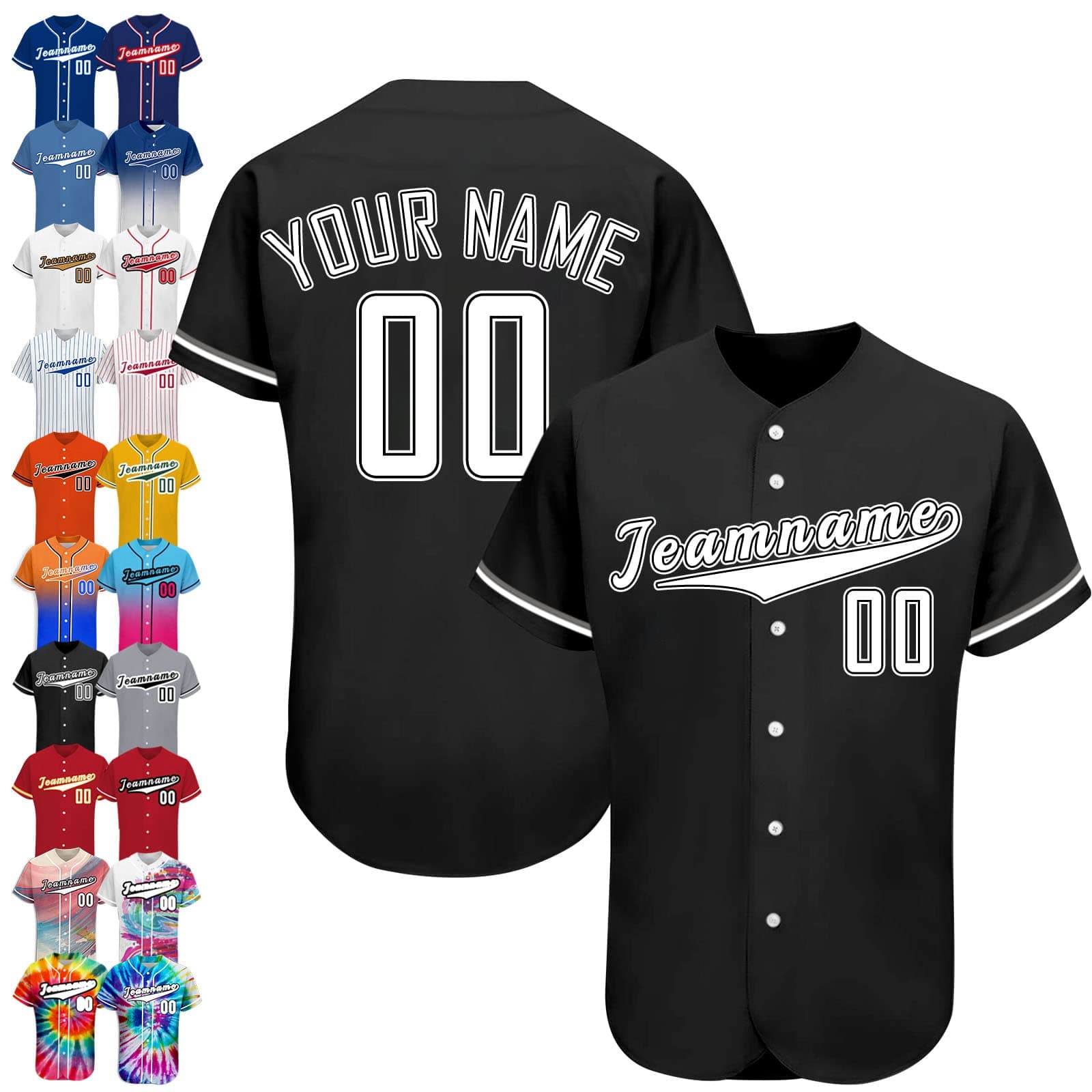 Custom Baseball Jersey Sticthed Personalized Sprots Uniform Button Dowm Printed Name & Number Men Woman Youth-Style1