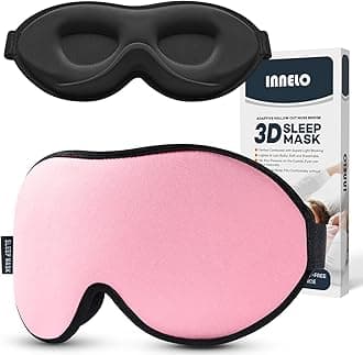 INNELO Sleep Mask for Side Sleepers - 3D Contoured Cup Eye Cover for Women and Men - 100% Light Blocking, Soft, No Pressure Blindfold for Travel, Nap, Yoga - Pink