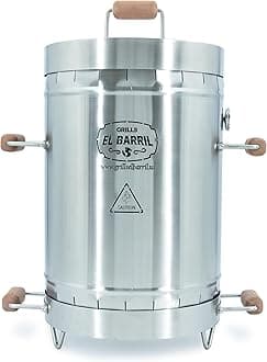 EL BARRIL 30lbs Smoker Grill Combo, Stainless Steel Vertical Barrel Charcoal Smoker. Outdoor Grill with Grilling Accessories