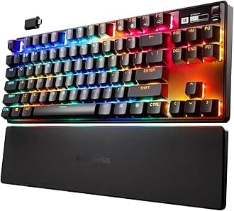 SteelSeries Apex Pro TKL Wireless - HyperMagnetic 2.4GHz Wireless Gaming Keyboard - World’s Fastest Keyboard - Adjustable Actuation - Esports Tenkeyless - PBT Keycaps - USB-C - English QWERTY Layout