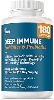 Deep Immune Probiotics & Prebiotics, 4.4 Billion CFU, Supports Healthy Gut, 180 Capsules, (2 Daily, 90 Day Supply)