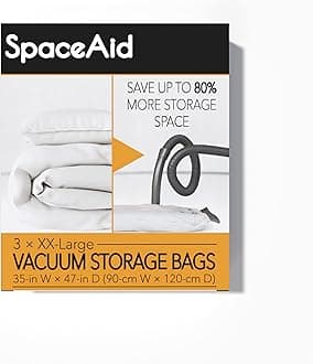SpaceAid Jumbo Vacuum Storage Bags, Space Saver Sealer Compression Bags for Comforters, Blankets, Pillows, Bedding, Clothes (XX-Large 3 Pack)